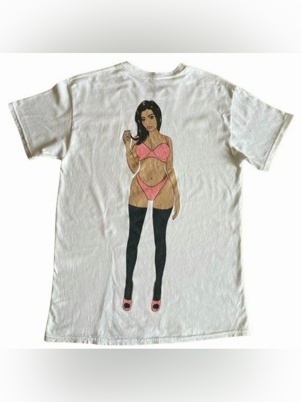 Kylie Jenner Shop White "THICK" Kim K Graphic Tee - Size Small
